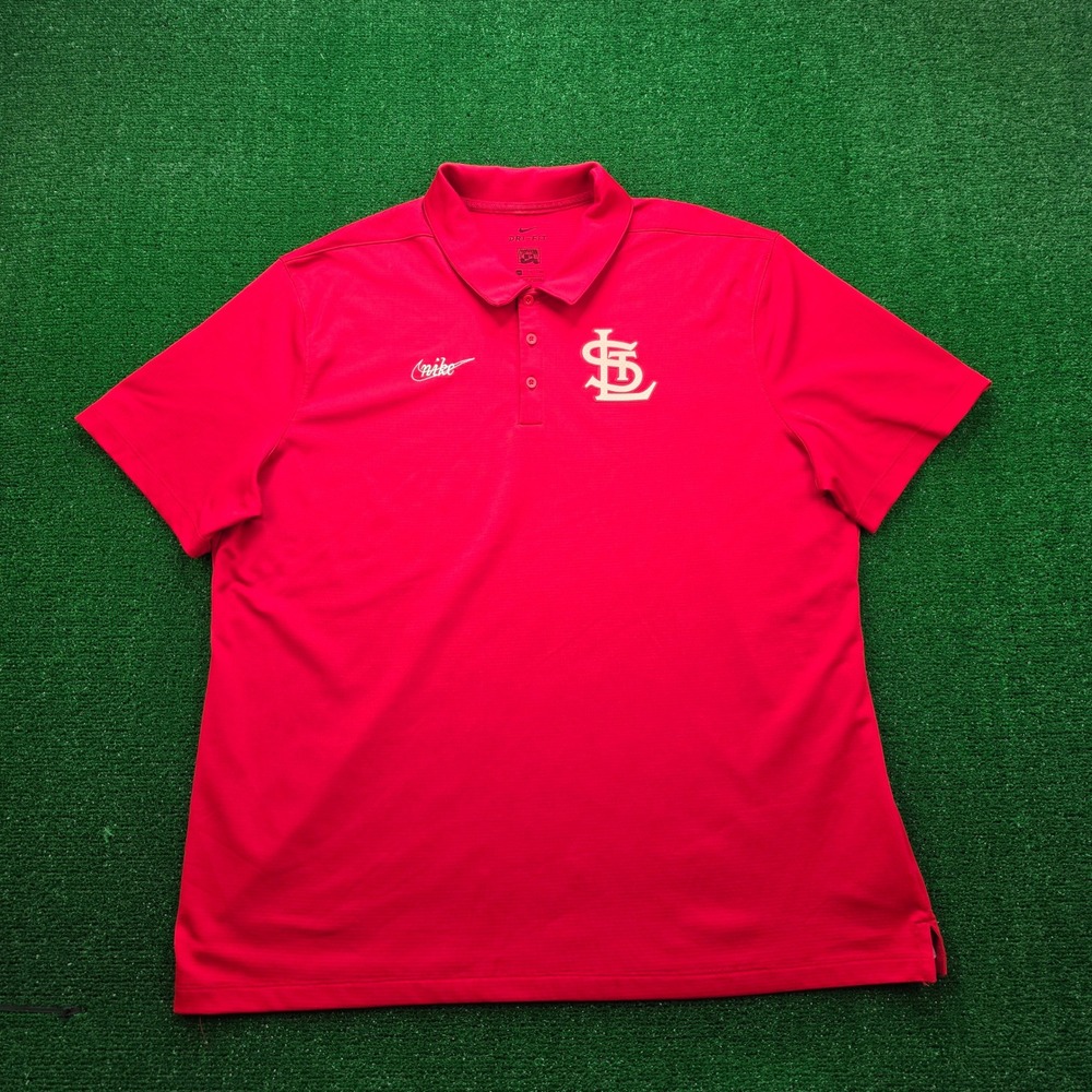 St Louis‎ Cardinals Nike Dri Fit MLB Cooperstown Collection Polo Shirt Mens 2XL